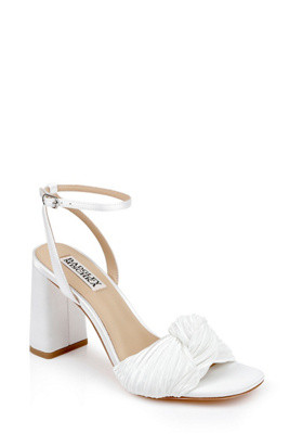 Badgley Mischka Dafne Satin Open-Toe Block Heels | Anthropologie (US)