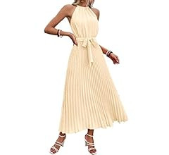 PRETTYGARDEN Women's Midi Summer Dresses Casual V Neck Swiss Dot Ruffle Sleeveless A Line Beach S... | Amazon (US)