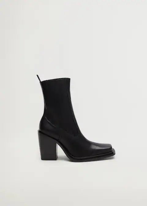 Squared toe leather ankle boots | MANGO (US)