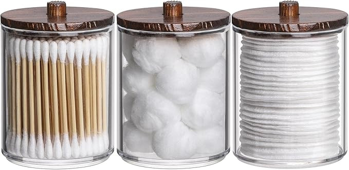 Tbestmax 10 Oz Cotton Swab/Ball/Pad Holder, Qtip Apothecary Jar, Clear Bathroom Containers Dispen... | Amazon (US)