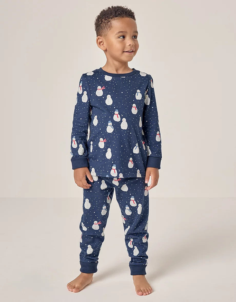 Organic Cotton Slim Fit Snowman Pyjamas  (1–12yrs) | The White Company UK & ROW