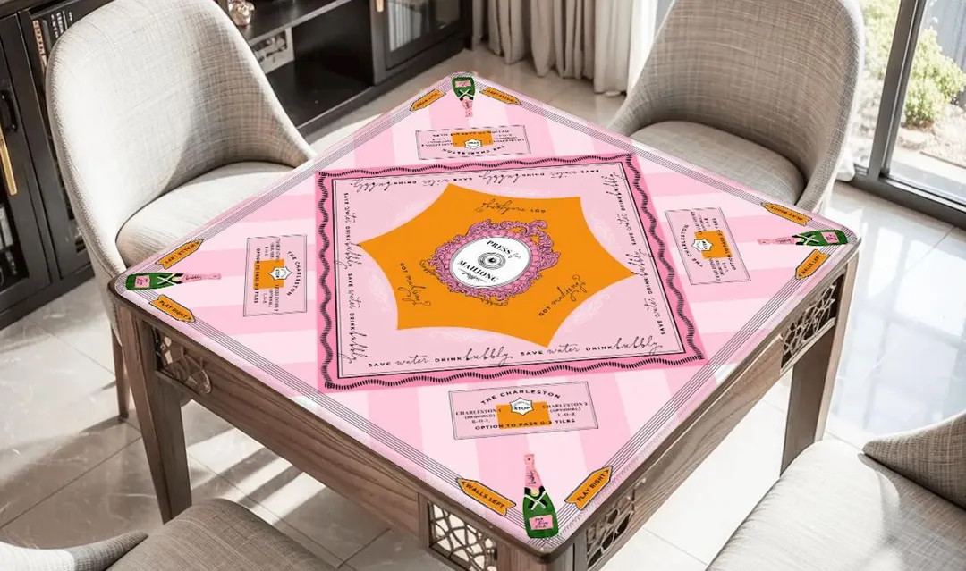Press for Mahjong Mat | Champagne Mahjong Collection | Table Mat 31.5” or 33"| Pink Orange Prep... | Etsy (US)