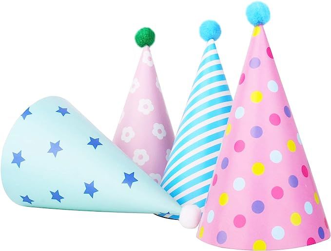 Beurio Birthday Party Cone Hats, 12 PCS | Amazon (US)