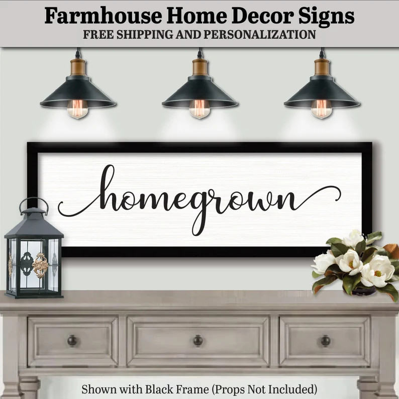 Homegrown Handmade FARMHOUSE HOME DECOR, Wall Hanging Artwork, Art Deco Sign Saying, Porch Sign W... | Etsy (US)