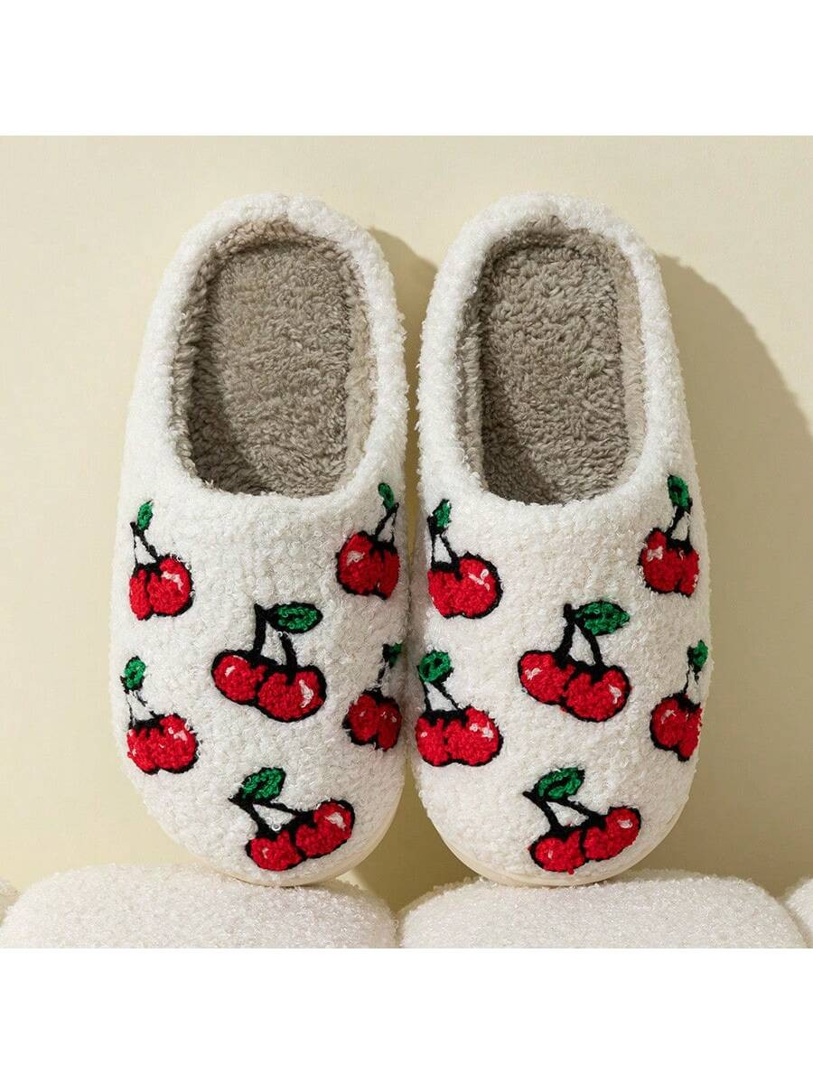 Women Cute Cherry Non-Slip Indoor Slippers, Winter New Arrival | SHEIN