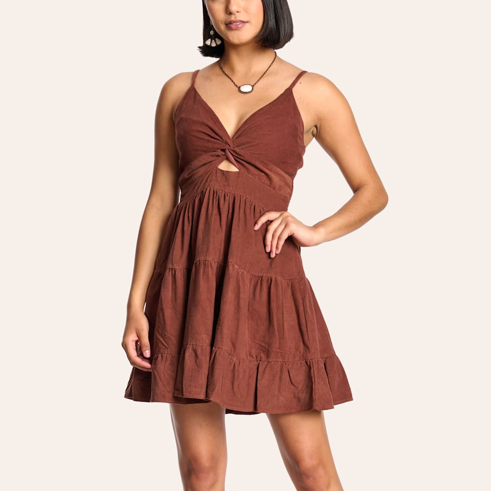 Angie Women's Cinnamon Corduroy Twist Top Dress | Cavender's