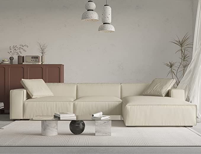 Amazon.com: Acanva Modern L-Shaped Deep Sectional Sofa Furniture Set for Living Room Lounge, Mini... | Amazon (US)