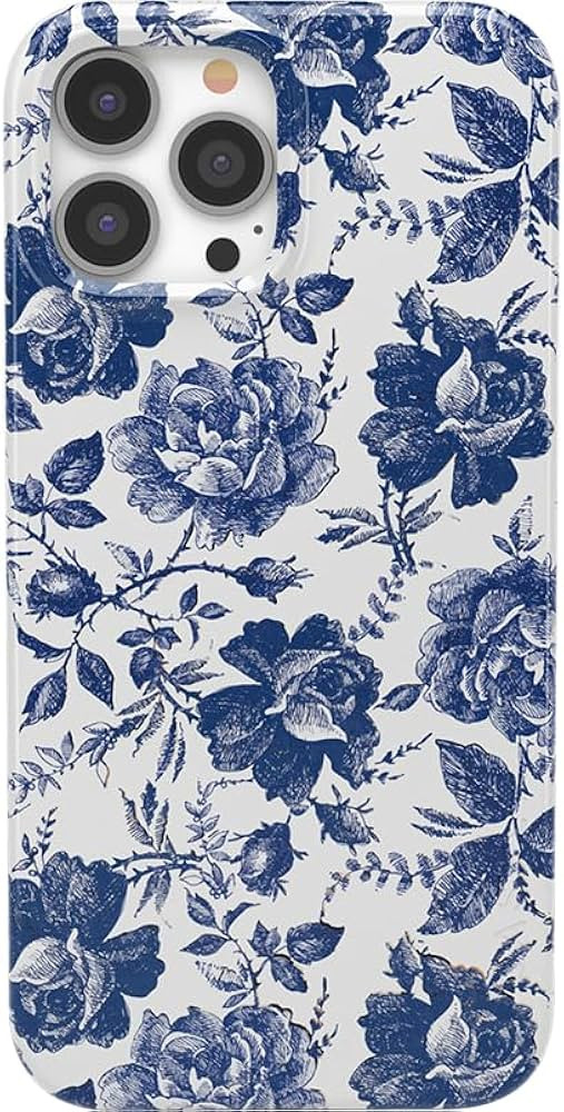 Casely iPhone 13 Pro Floral Case | Compatible with MagSafe | Rose to Fame | Blue & White Rose Cas... | Amazon (US)