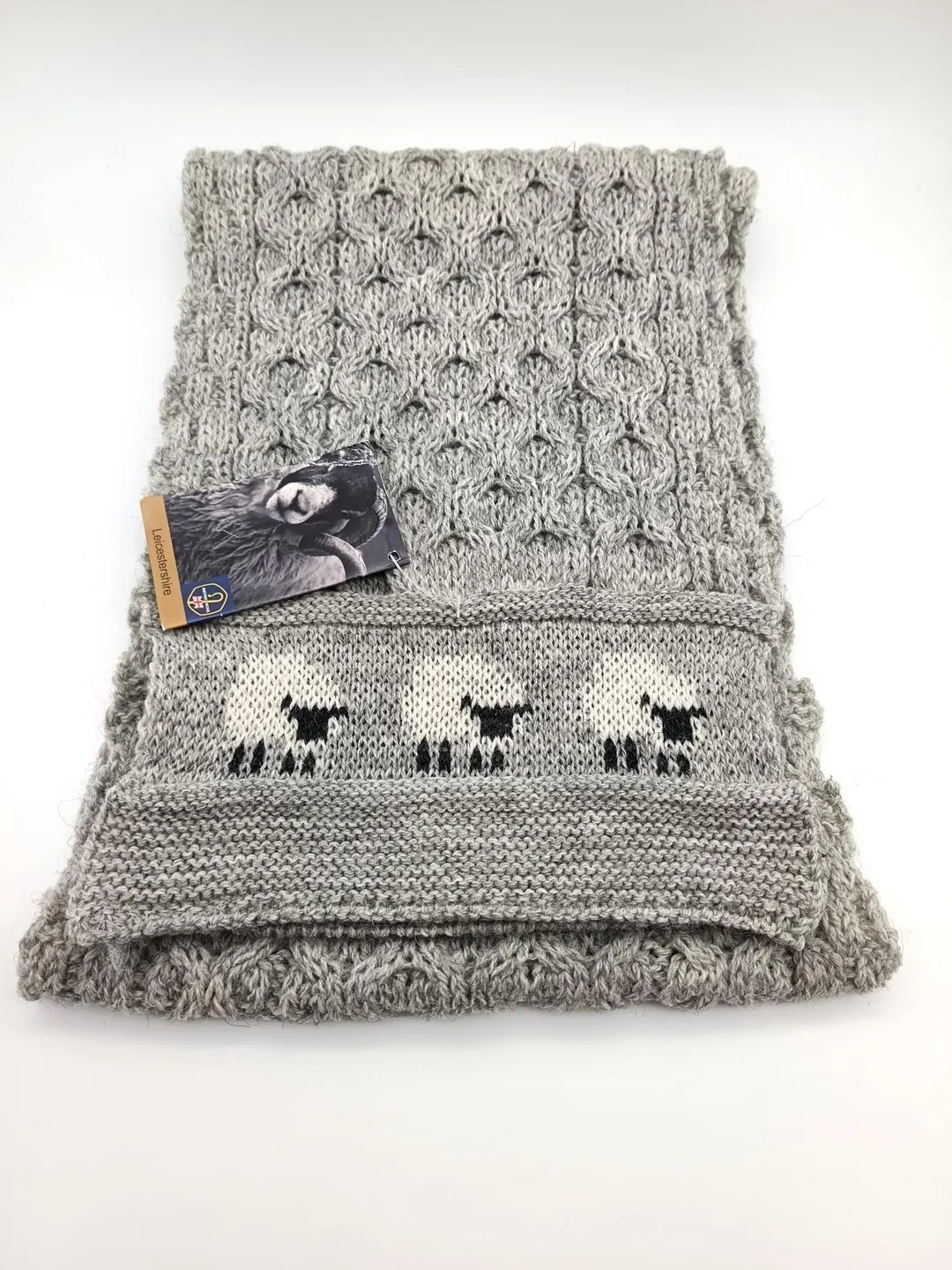 Pure British Wool Soft Grey Knitted Sheep Scarf/made in England - Etsy | Etsy (US)
