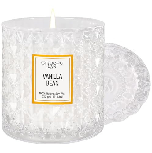 Chloefu LAN Vanilla Bean Highly Fragranced Candle Gifts for Women, Mothers Day Candle Gift, Natural Wax Candle for Home Scented, Up to 55 Hour Burn time - 8.1 Ounce Premium Soy Wax | Amazon (US)
