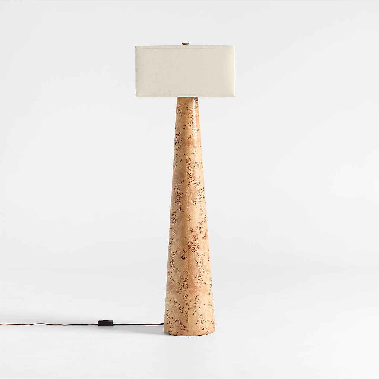 Gains Burlwood Floor Lamp with Linen Shade by Brigette Romanek + Reviews | Crate & Barrel | Crate & Barrel