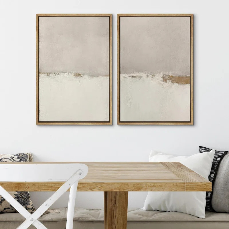 IDEA4WALL Minimal Landscape Beige Tan Abstract Grunge Modern Art Minimalist Neutral Decor Frame 2... | Wayfair North America