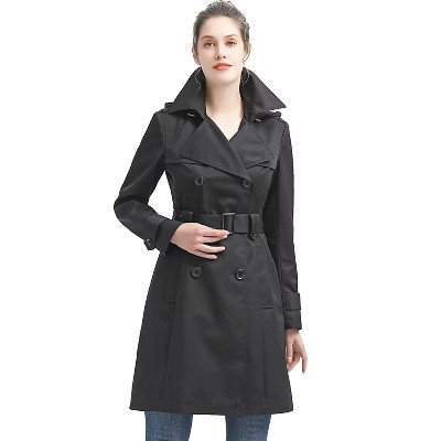 BGSD Women's Emma Hooded Trench Coat Black 3X | Target