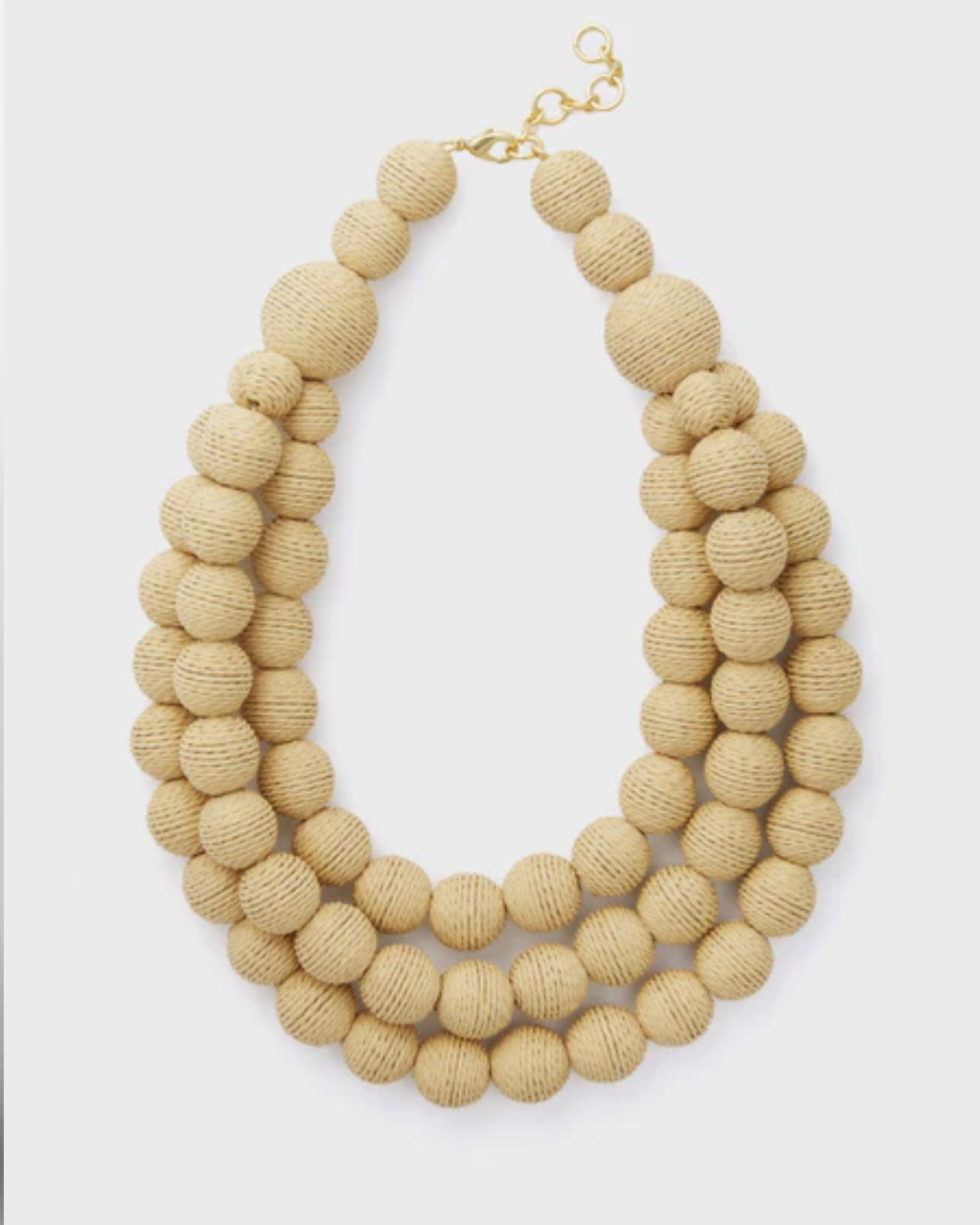 Dare to make a statement in our Emma necklace. With three strands of raffia wrapped beads, this oversized style works for everything from tropical vacations (it's lightweight and easy to pack!) to summer Fridays. It adds a bit of polish to all your warm-weather favorites. Pair the Emma with a block print sundress or a boho blouse and white denim for a put-together look. 

Our Favorite Details:
Beaded necklace
Three strands 
Raffia wrapped beads
Lobster clasp closure
Adjustable length
Fairly lightweight

Material: Gold Plated Brass, Acrylic, Raffia, Faux silk
Care: Keep jewelry away from water and chemicals; remove during physical activities; store separately in a soft pouch
@Tuckernuck 

#LTKU #LTKdayinmylife #LTKSaleAlert