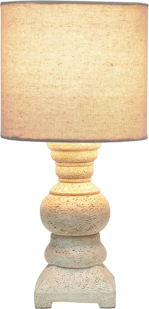 Elegant Designs LT3330-BGE 12.5" Country Farmhouse Petite Textured Column Table Desk Lamp with Dr... | Amazon (US)
