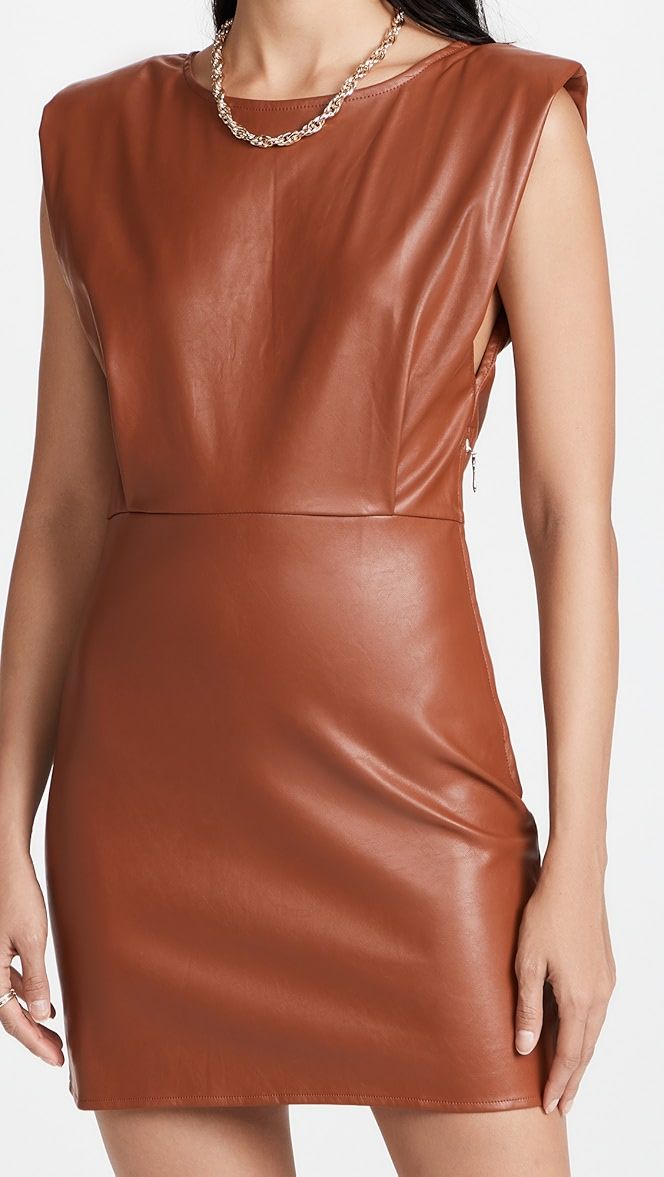 En Saison Vegan Leather Padded Shoulder Dress | SHOPBOP | Shopbop
