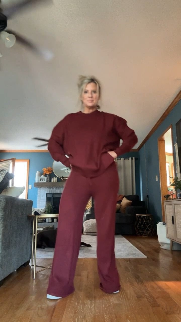 The color, the wide leg, the knit material..it’s all screaming Fall! Perfect Fall Outfit. 
I’m 5’3 so I need a platform shoe with these. 
Set size:  Large
Boots: size 7.5

#LTKFindsUnder100 #LTKSeasonal #LTKMidsize