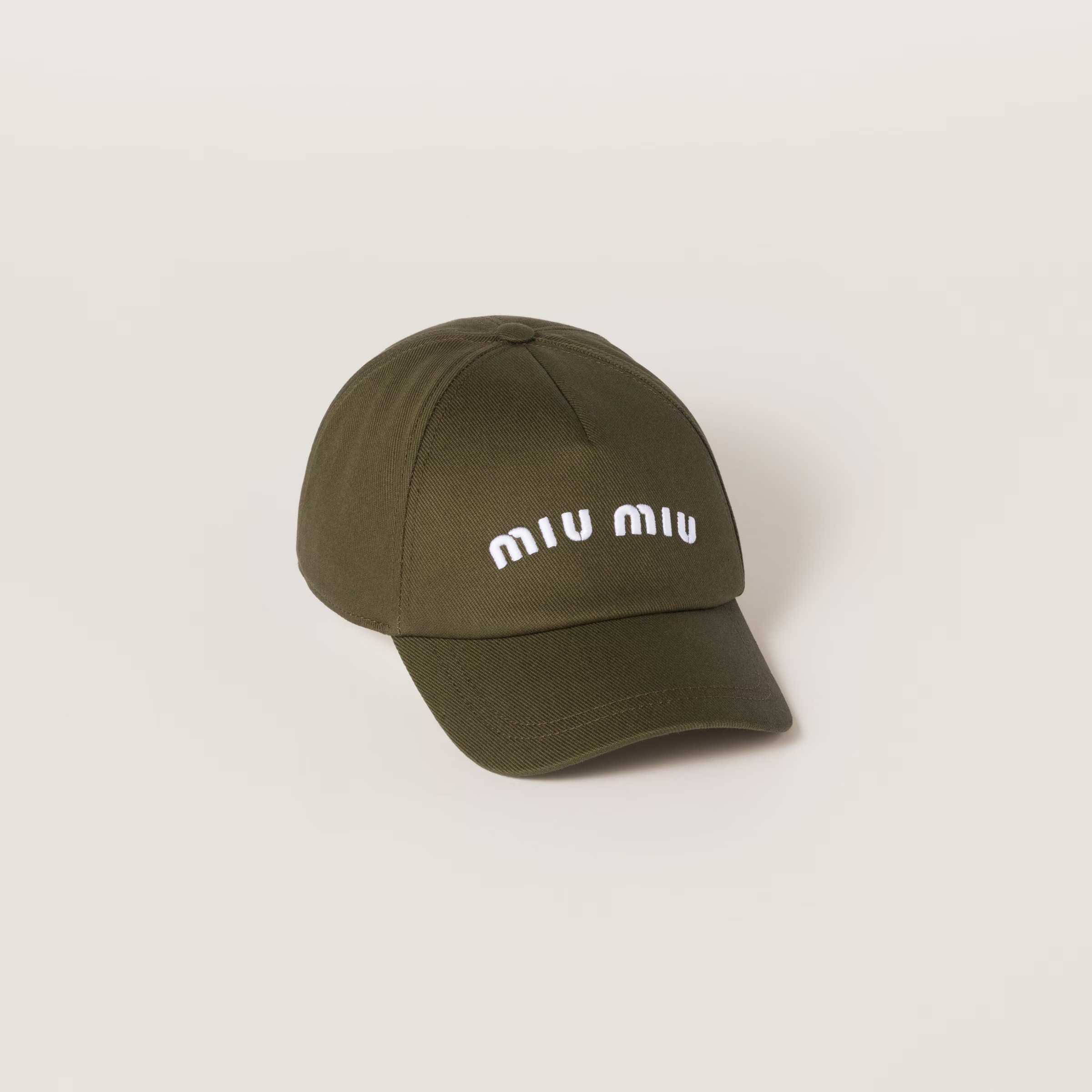 Forest Green/white Drill Baseball Cap | Miu Miu | Miu Miu US