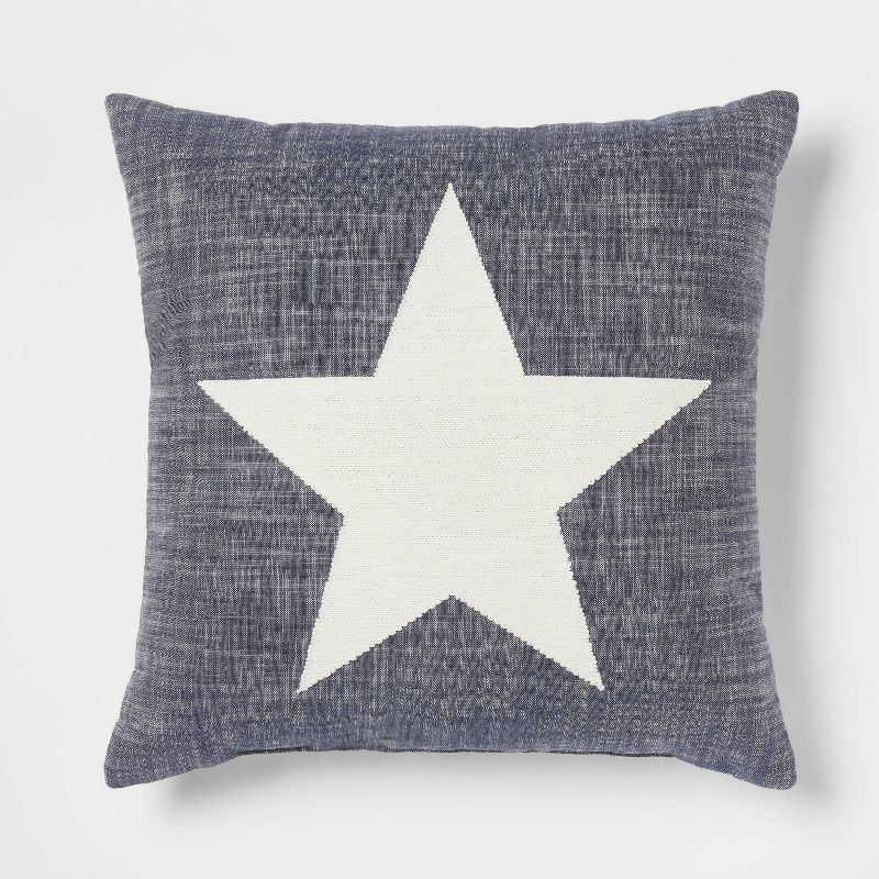 Embroidered Star Square Throw Pillow Blue - Threshold™ | Target