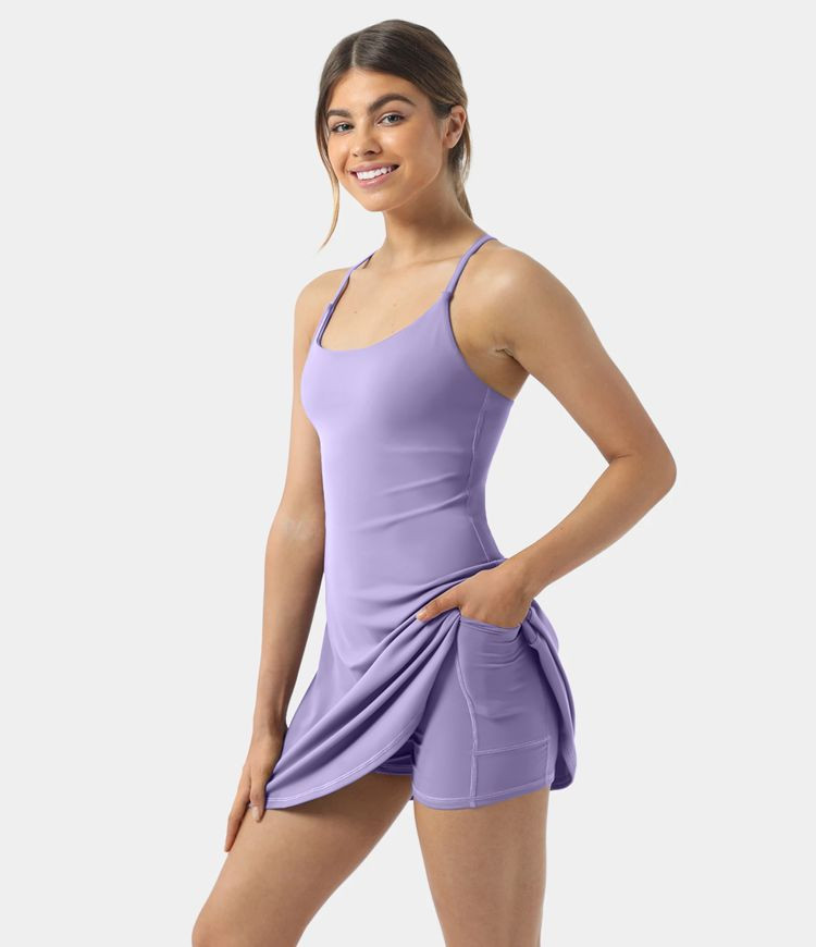 Women’s Everyday Cloudful™ Backless 2-in-1 Flare Workout Dress-Wannabe - HALARA | HALARA