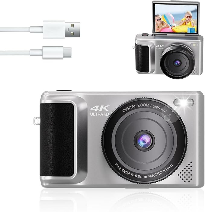 4K Digital Camera, 64MP Photography Camera with 18X Zoom, 2.8" Flip Screen, Vlogging Camera for | Amazon (US)