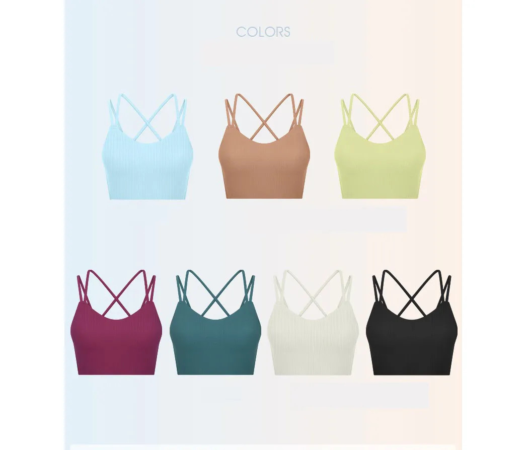 Rib Fabric Sports Yoga Bra Longline Bra Light Support Cup Cross Back Cross Push Up Shockproof Fit... | DHGate