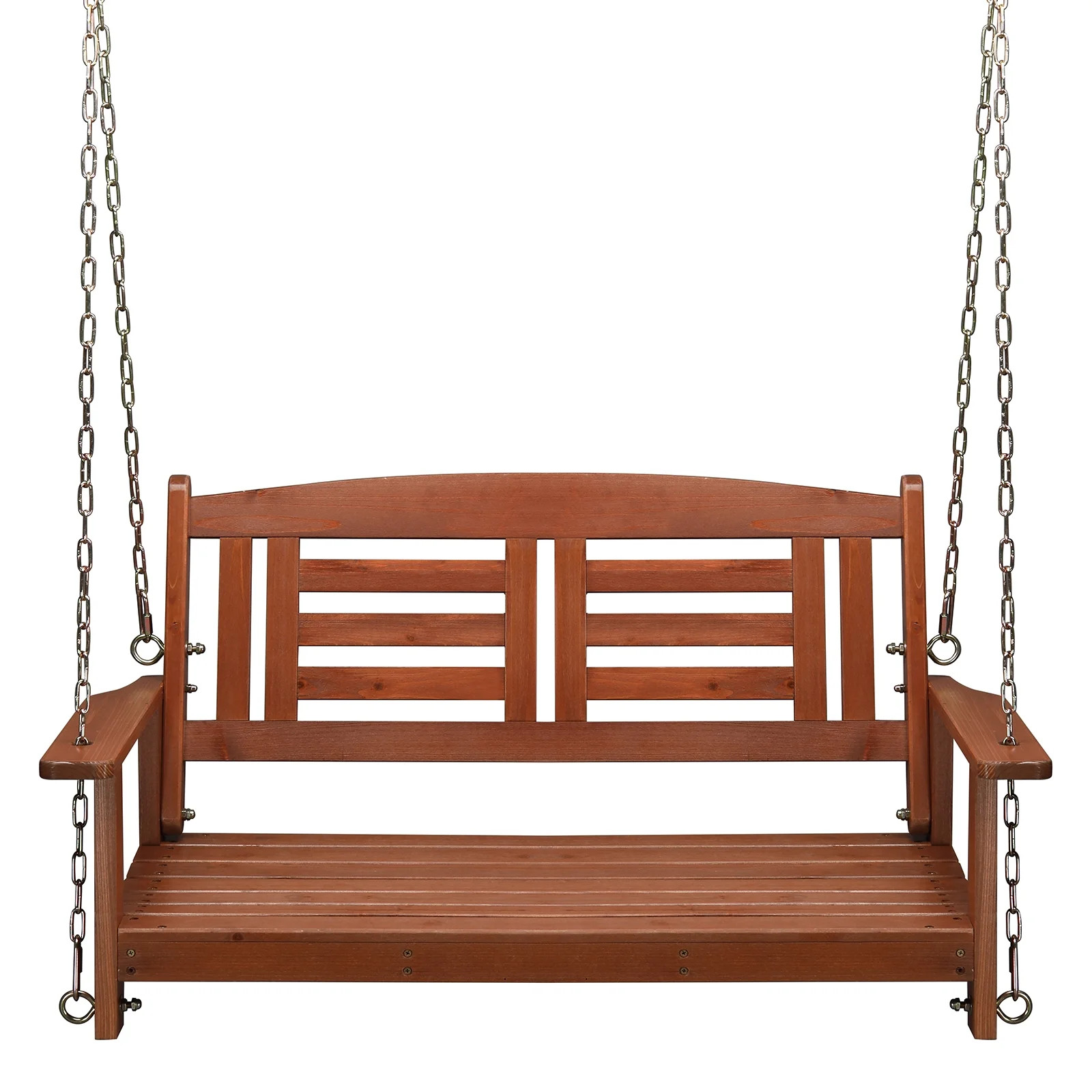 Zimtown 2 Person Fir Wood Porch Swing with Chain - Reddish Brown Double Firwood | Walmart (US)