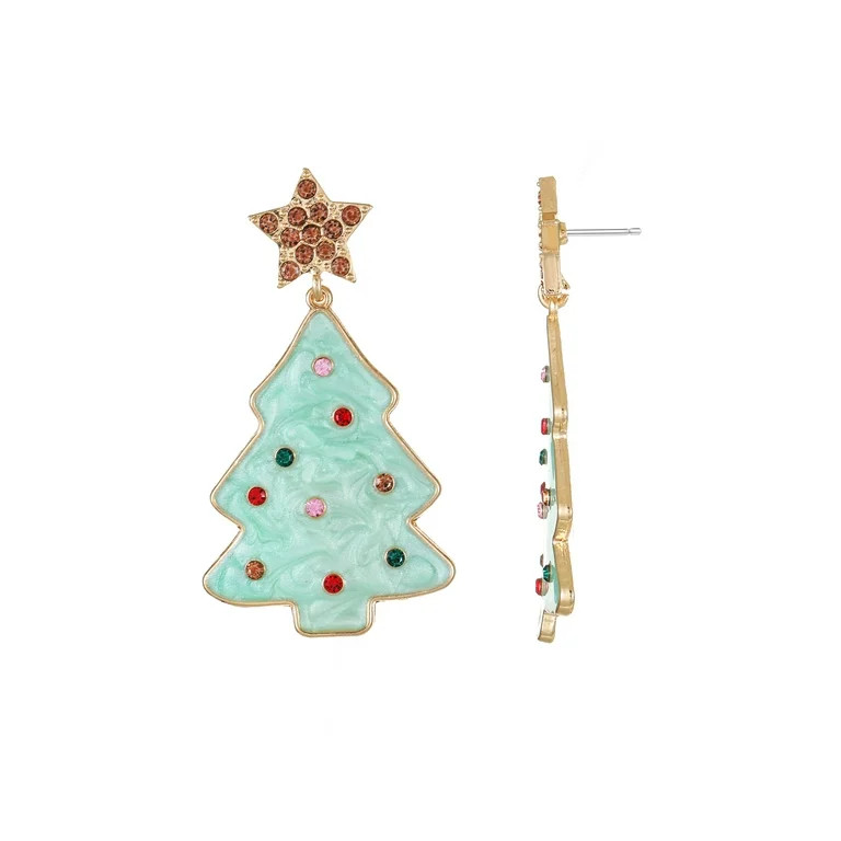 Holiday Time Goldtone Christmas Tree Earrings, 1 Pair - Walmart.com | Walmart (US)