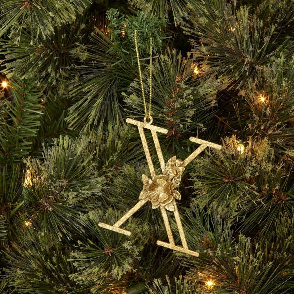 Botanical Monogram Christmas Tree Ornament Gold - Wondershop™ | Target