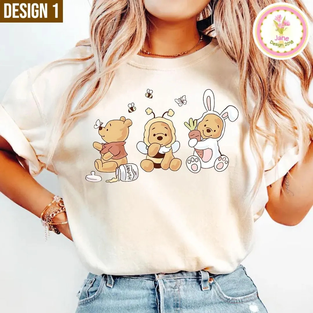 Coquette Bow Disney Winnie The Pooh Shirt, Pooh Bear Honey and Co Disney Girl Trip Tee, Pooh and ... | Etsy (US)