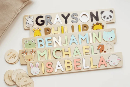 Click for more info about Animal Faces Personalized Wooden Name Puzzle Easter Gifts for | Etsy