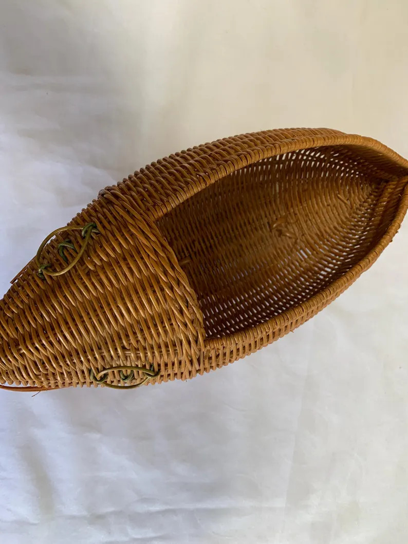 Vintage Wicker Fish Basket – Handwoven Rattan Basket With Ring Base - Coastal Decor - Etsy | Etsy (US)