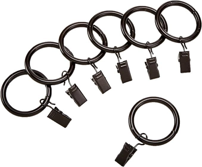 AmazonBasics Curtain Rod Clip Rings for 1" Rod, Set of 7, Espresso Dark Bronze | Amazon (US)