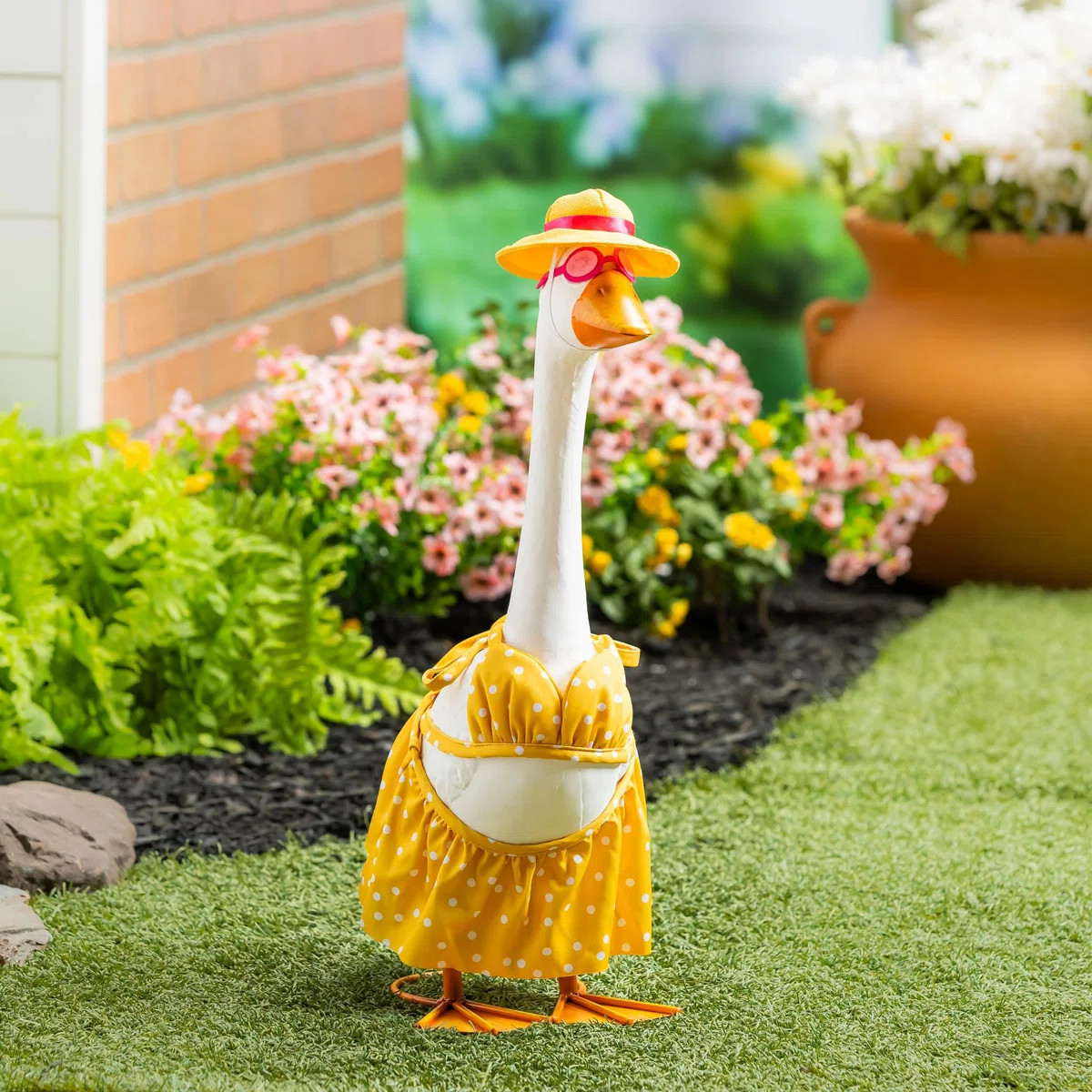 Giddy The Goose, Metal Porch Statue With Bikini Outfit, 21in. H | Wayfair North America