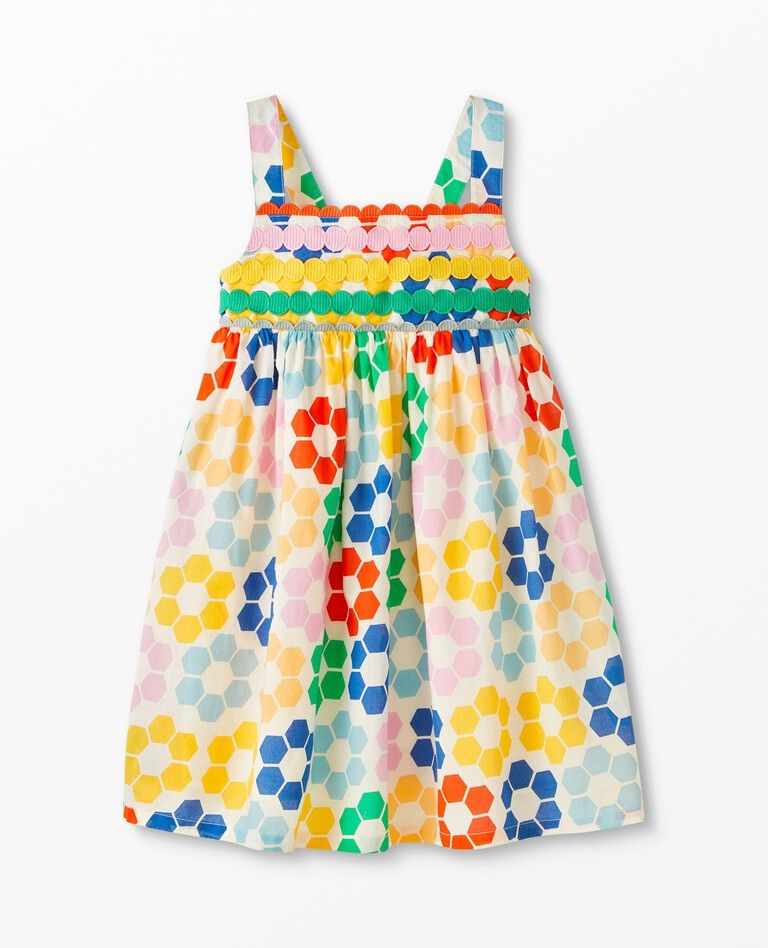 Print Rainbow Trim Dress | Hanna Andersson