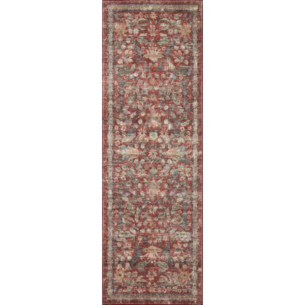 Rifle Paper Co. x Loloi Courtyard Crimson Area Rug feat. CloudPile | Wayfair North America