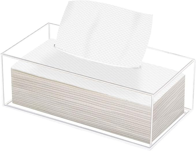 Clear Acrylic Tissue Box Holder, Rectangle Dispenser Tissue Box Cover for Bathroom, Bedroom Dress... | Amazon (US)