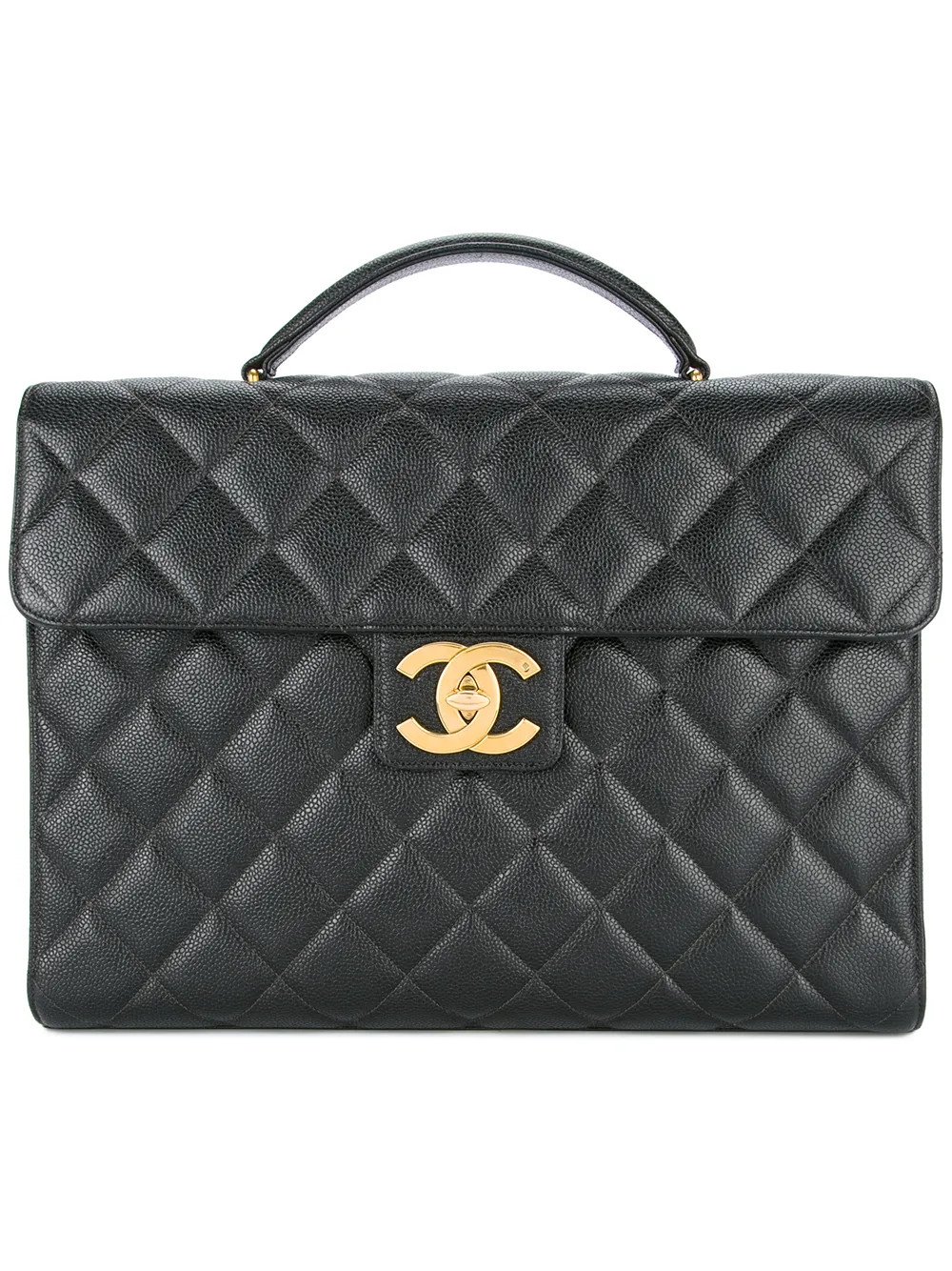 CHANEL Pre-Owned Quilted Flat Briefcase - Farfetch | Farfetch Global