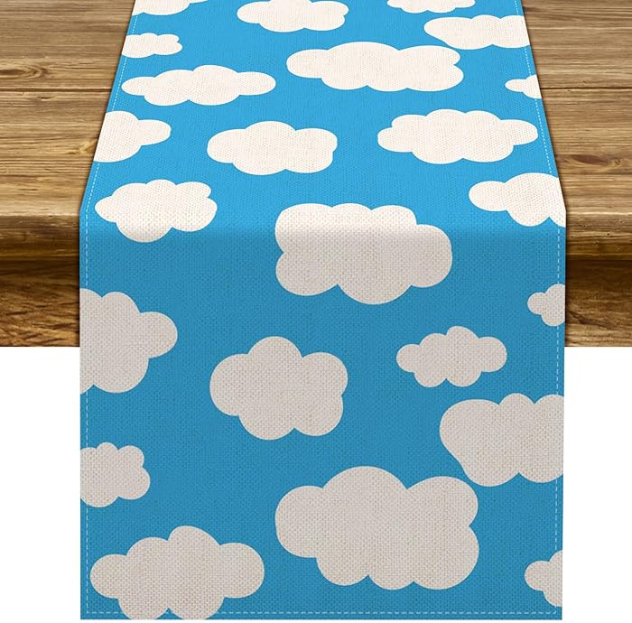 Sunwer Blue Sky White Cloud Table Runner Toy Story Themed Birthday Party Decoration Boy Girl Baby... | Amazon (US)