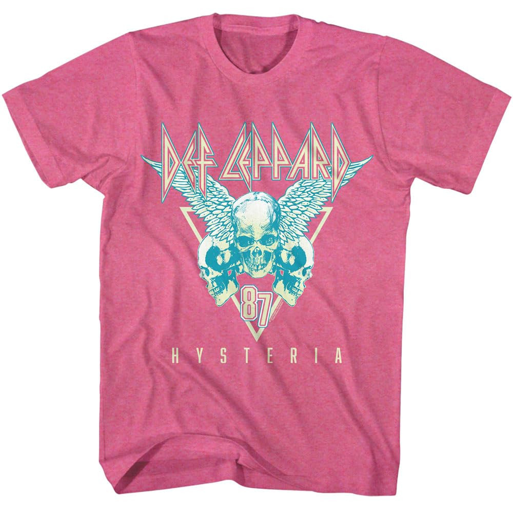 Def Leppard Hysteria '87 Three Skulls Adult Pink Heather Short Sleeve T Shirt 80s Rock Music Grap... | Amazon (US)