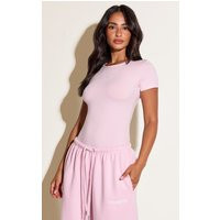 Petite Pink Prettylittlethings Short Sleeve Bodysuit | PrettyLittleThing US