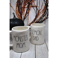 Rae Dunn Monster Mom Decal - Demon Dad Halloween Farmhouse Witch Fall Home Decor Farm House Simple C | Etsy (US)