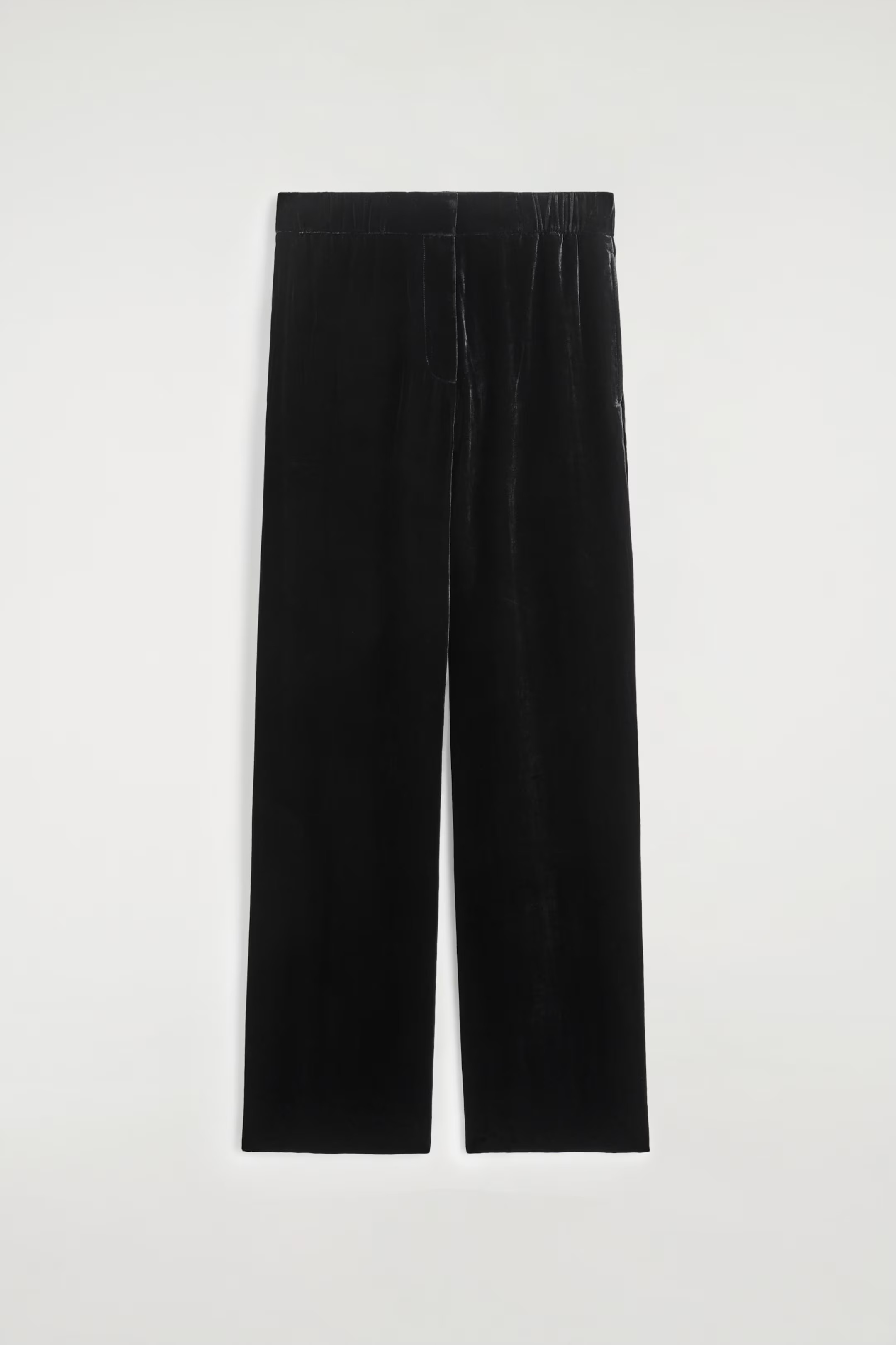 VELVET ELASTICATED STRAIGHT-LEG TROUSERS - BLACK | COS GB | COS UK
