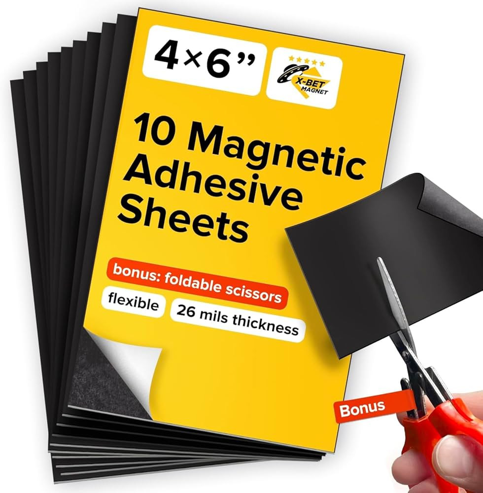 Magnetic Sheets with Adhesive Backing - 10 PCs Each 10 cm x 15 cm (4" x 6") - Flexible Magnetic P... | Amazon (US)
