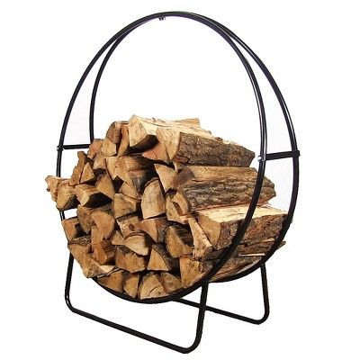 Steel Firewood Log Hoop - 24" Black - Sunnydaze Decor | Target