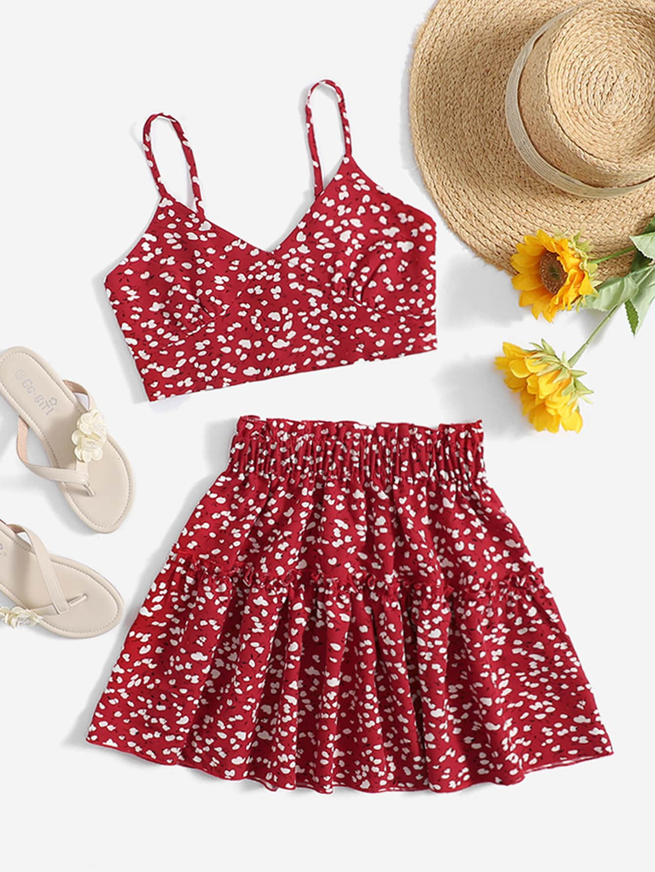 SHEIN Girls Floral Cami Top & Skirt Set | SHEIN