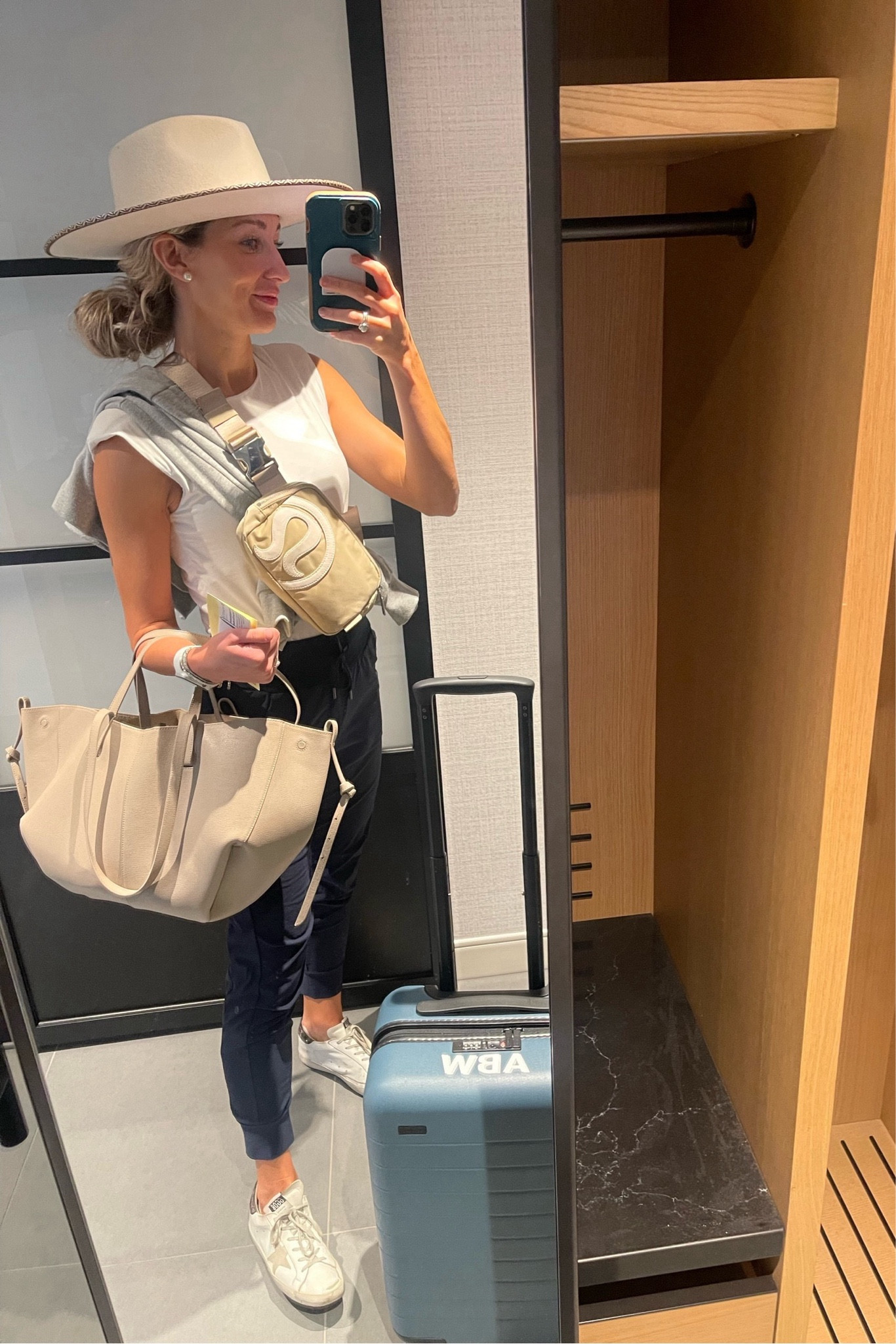 Travel outfit!!! Away luggage, Amazon joggers and Amazon bodysuit! 

#LTKTravel #LTKFindsUnder50 #LTKFindsUnder100