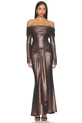 Show Me Your Mumu Vanessa Maxi Dress in Metallic Bronze. - size S | Revolve Clothing (Global)