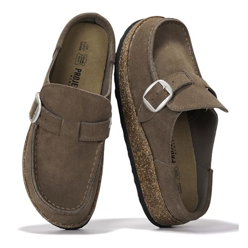Project Cloud 100% Genuine Leather Moccasin-Style Clogs for Women - Memory Foam and Water Resistant Mules Slip-on - Non-Slip and Durable Clogs Casual Shoes for Women Footwear (Carline, Taupe, 5.5) | Amazon (US)