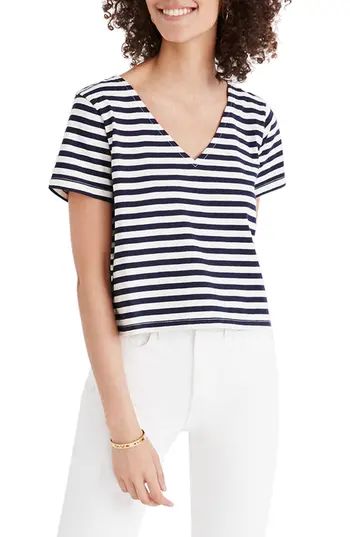 Women's Madewell Setlist Boxy Stripe Tee, Size XX-Large - White | Nordstrom